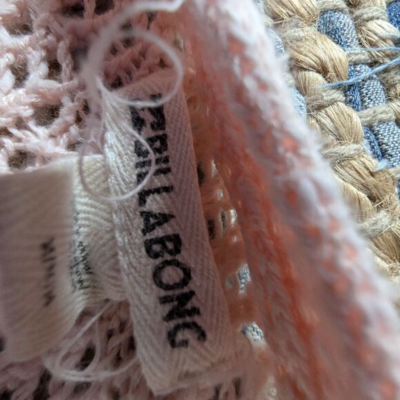 Billabong Open Weave Wrap Sweater Powder Pink M Vneck L/S Balletcore Feminine - Picture 2 of 5